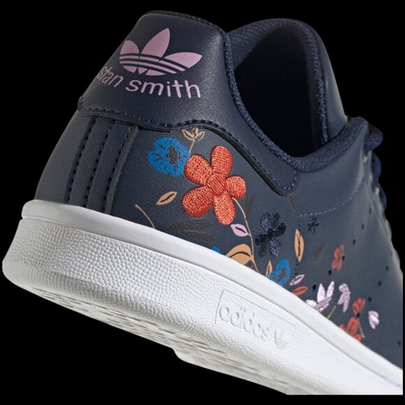NWB- Adidas Stan Smith J 'Night Indigo Floral' Youth Girls- Sz:4.5- Style:IE8209 - Picture 9 of 13